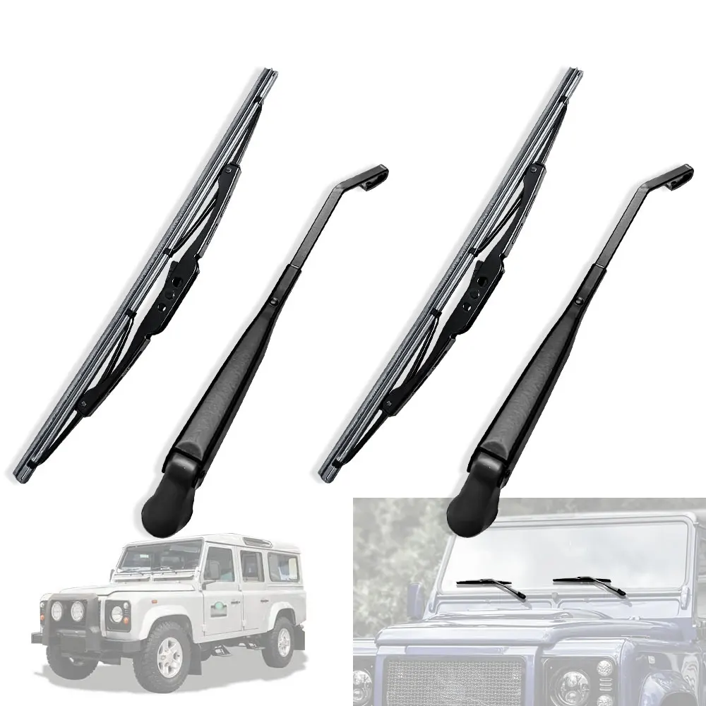 2X Front Windscreen Windshield Wash Wiper Arm & Blade LHD RHD For Land Rover Defender 90 110 1987 - 2016 Range Rover Classic