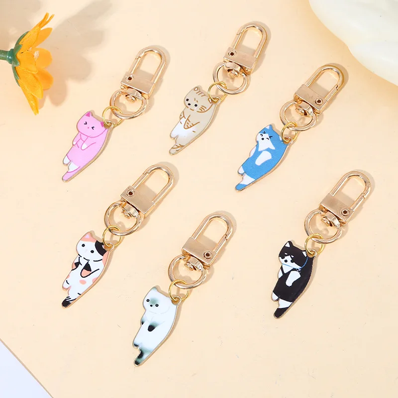 Kawaii Cartoon Cat Keychain Metal Kitten Claw Tag  Keyring for Women Earphone Case Charm Handbag Accessories Friendship Gift