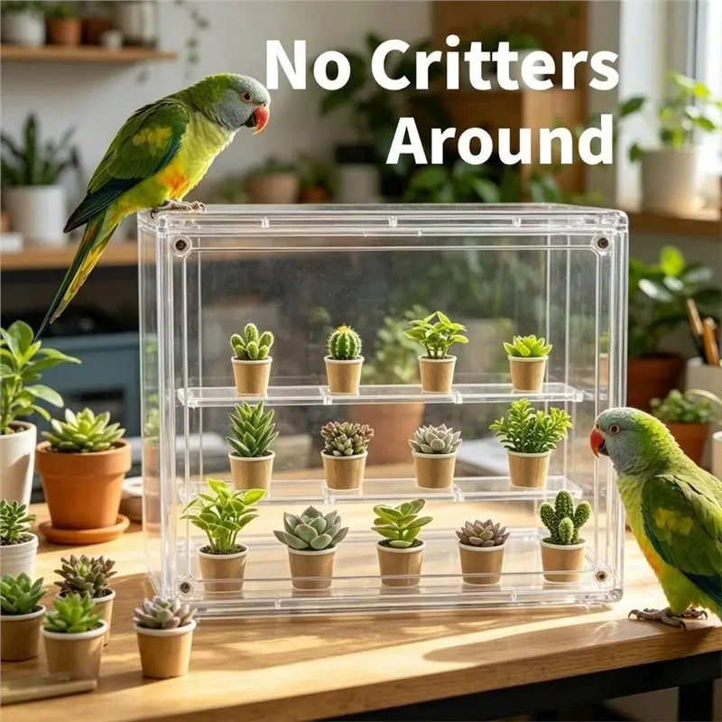BAAR-Mini Greenhouse Indoor Clear Small Green House With Magnetic Door, Stackable Succulentseed Starting Observation Station