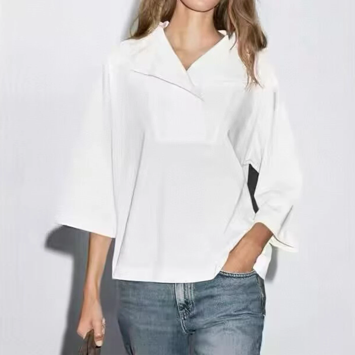 High Collar Nine Sve Commute Sle Women's irt Z Loose Fit Other Material 00% Regular Thin Girl's irt