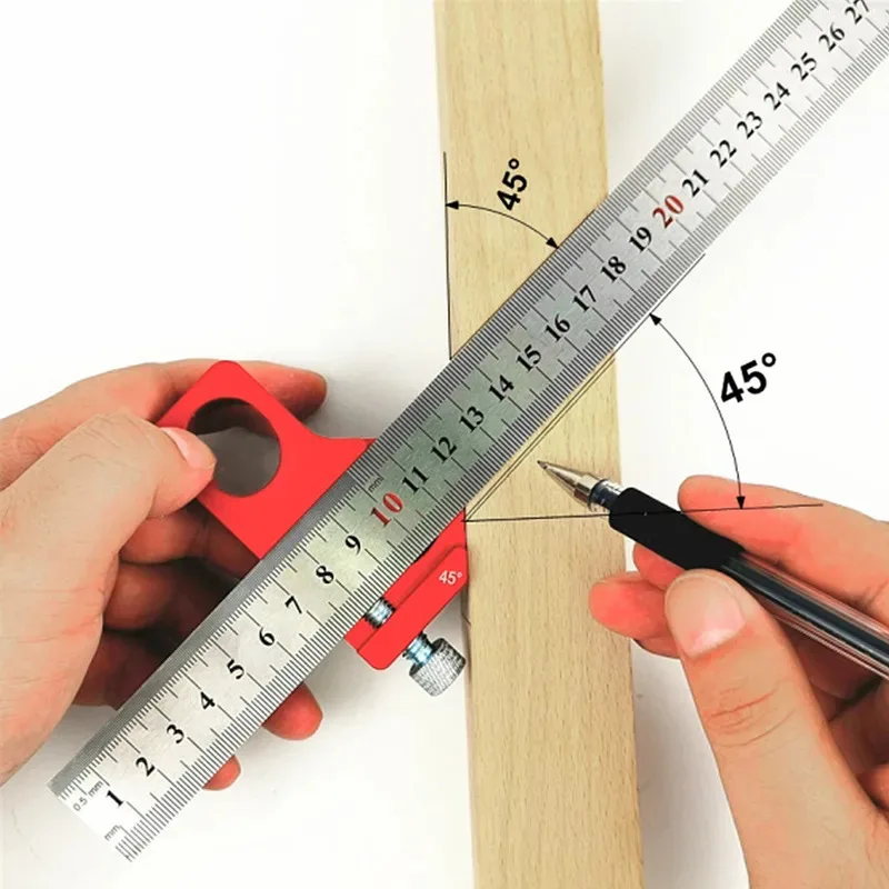 Steel Ruler Positioning Block 45/60/90 Degree Angle Scriber Line Marking Gauge Woodworking Square Scribe Tools for Ruler Locator