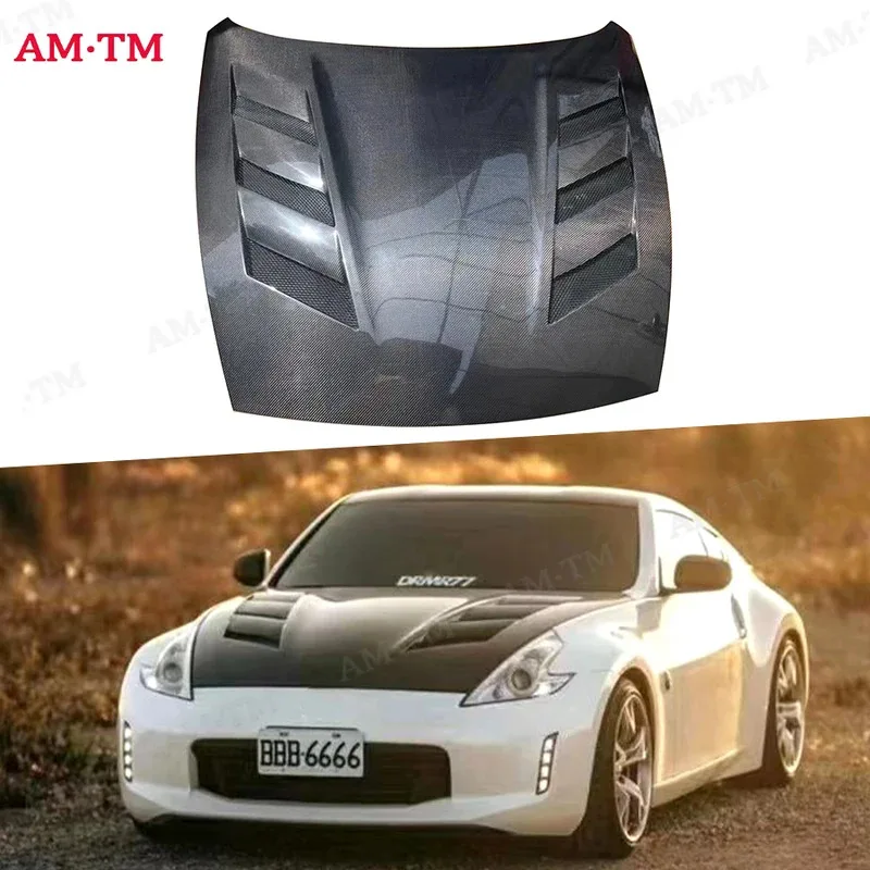 

For 370Z 2009-2024 Carbon Fiber Car Front Bumper Engine Cover Hood Bonnet Vent Parts Body kit Car Accessories