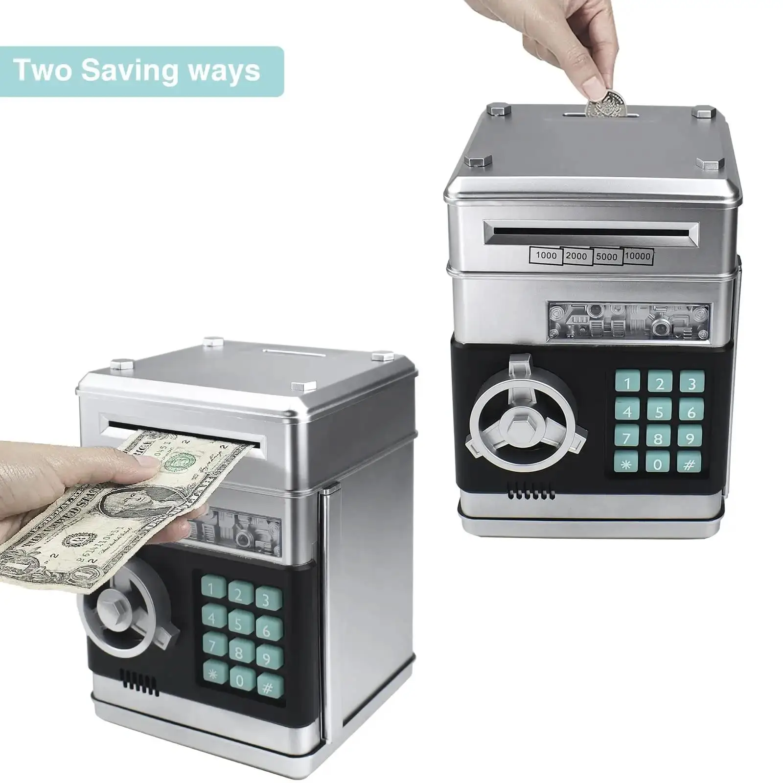 Piggy Bank for Boys Money Electronic Coin Girls, Bank with Money ATM Scroll Saving Protection, Bank Paper Password Box Saving