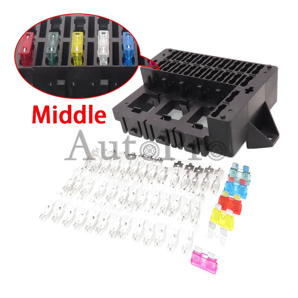 

1 Set 20 Way Standard Fuse Holder For Auto AC Assembly Car Truck Trailer Middle Blade Type Fuse Block With Terminals