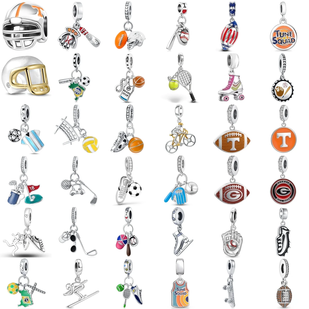 

Новый серебряный 925, спортивная серия, подвеска для регби, тенниса, футбола, бейсбола, подходит для оригинального браслета, женские ювелирные изделия «сделай сам», модный подарок