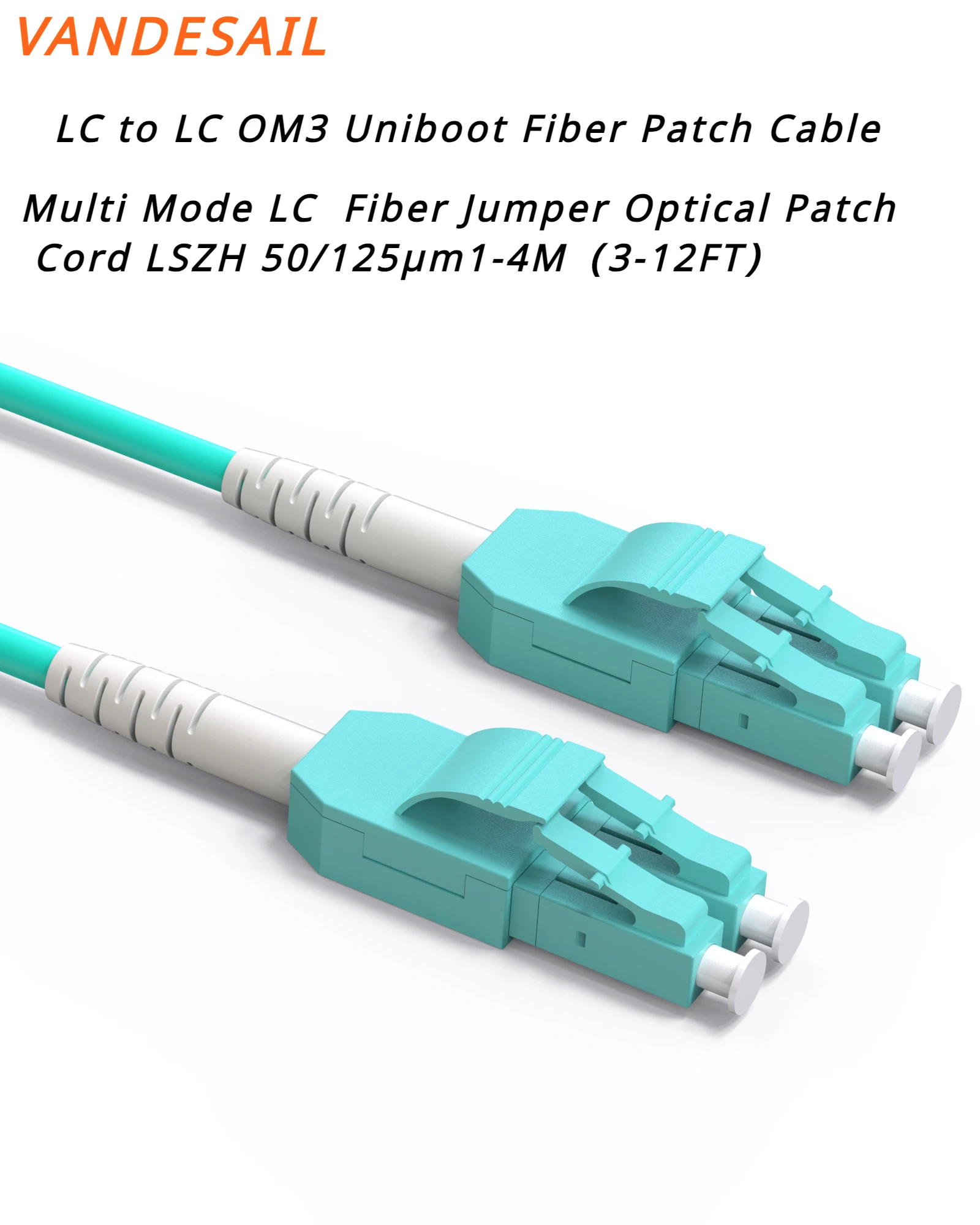 VANDESAIL LC to LC OM3 Uniboot Fiber Patch Cable, Multi Mode LC  Fiber Jumper Optical Patch Cord LSZH 50/125µm1-4M（3-12FT）