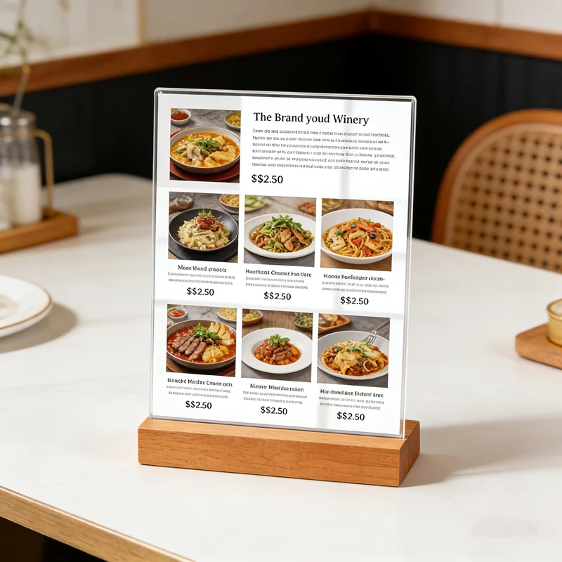 3 Pieces A4 210x297mm Wood Acrylic Sign Holder 8.5x11 Inch Price Lable Ad Post Frame Wedding Table Menu Holder Display Stand