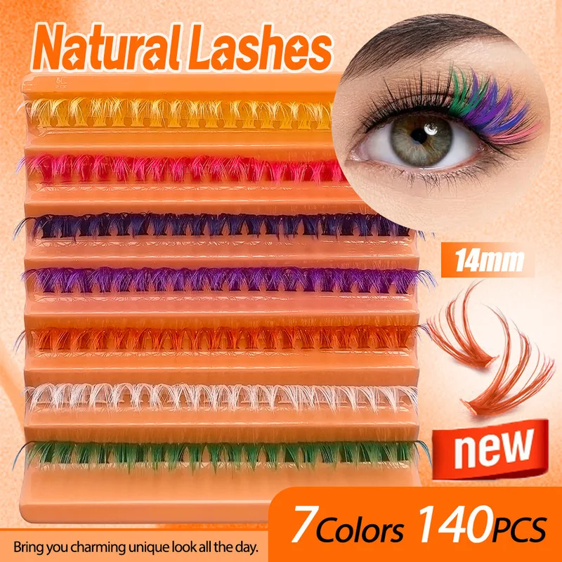 Colorful Fluorescent Mixed Color Single Cluster Heat Melted Natural Soft DIY Eyelash Extensions for Cosplay