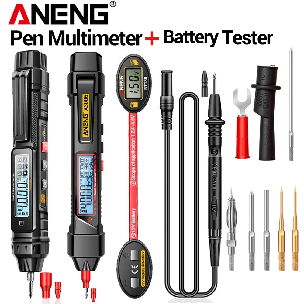 ANENG A3005/A3006 pen type digital multimeter+BT138 battery tester AC/DC measurement battery internal resistance detection kit