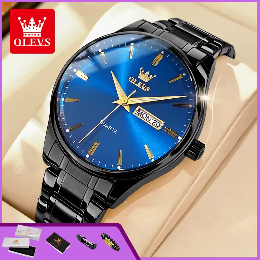 

OLEVS 6898 Luxury Quartz Watch for Men Minimalist Fashion Waterproof Dual Calendar Luminous Classic Business Men's Wristwatches