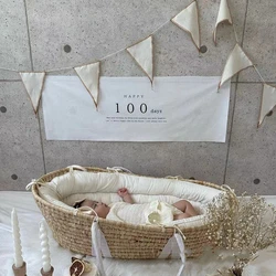 customized Happy 100days Letter Cloth Banner, Children's 100th Birthday Flag Party Decoration Background, Photo Props