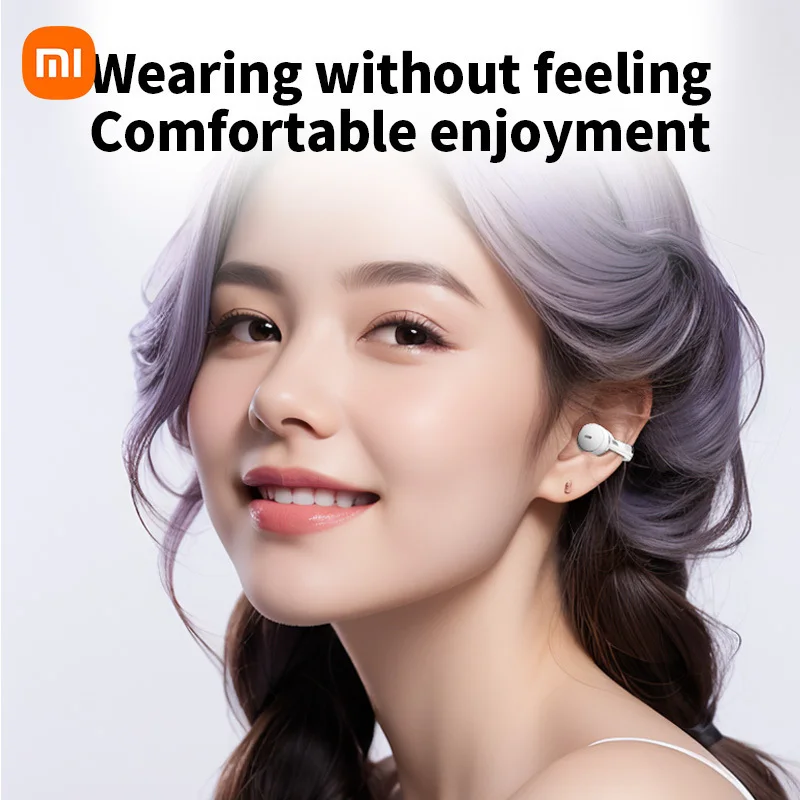 Xiaomi Mijia Ear Clip ENC Headset Wireless Bluetooth 5.4 Headphone LED Digital Display Sport Running Earphone For Android iOS