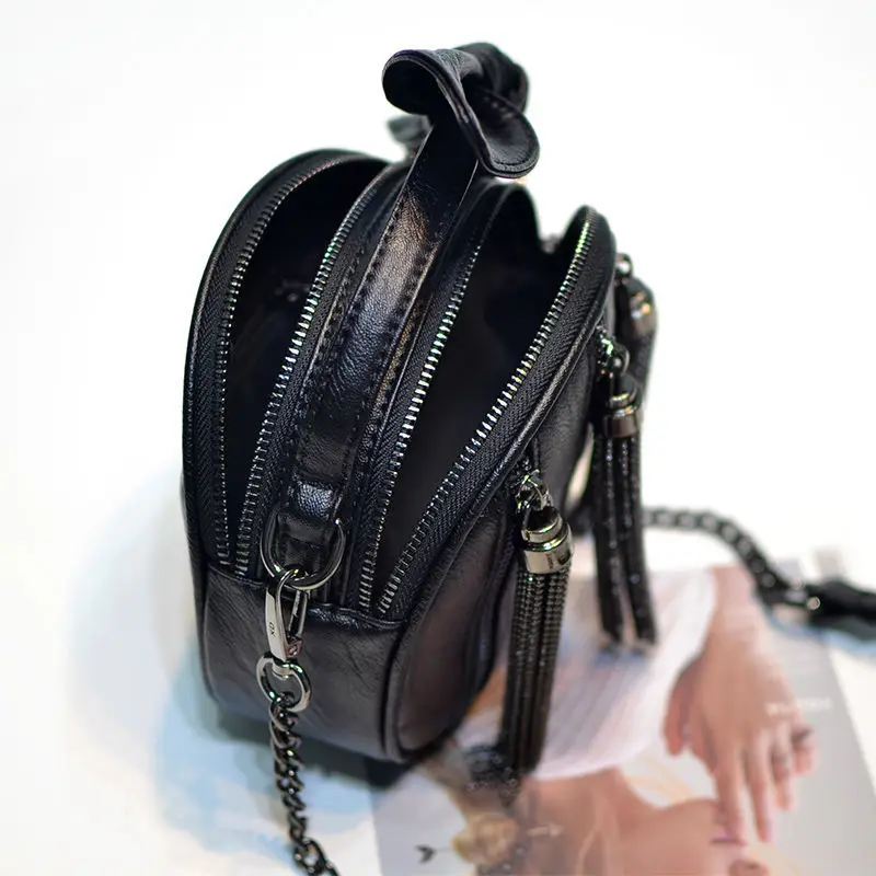 Luxury Brand Metal Tassel Chain Round Women's Messenger Bag 2022 New High Quality Fashion Casual Versatile Women Shoulder Bag