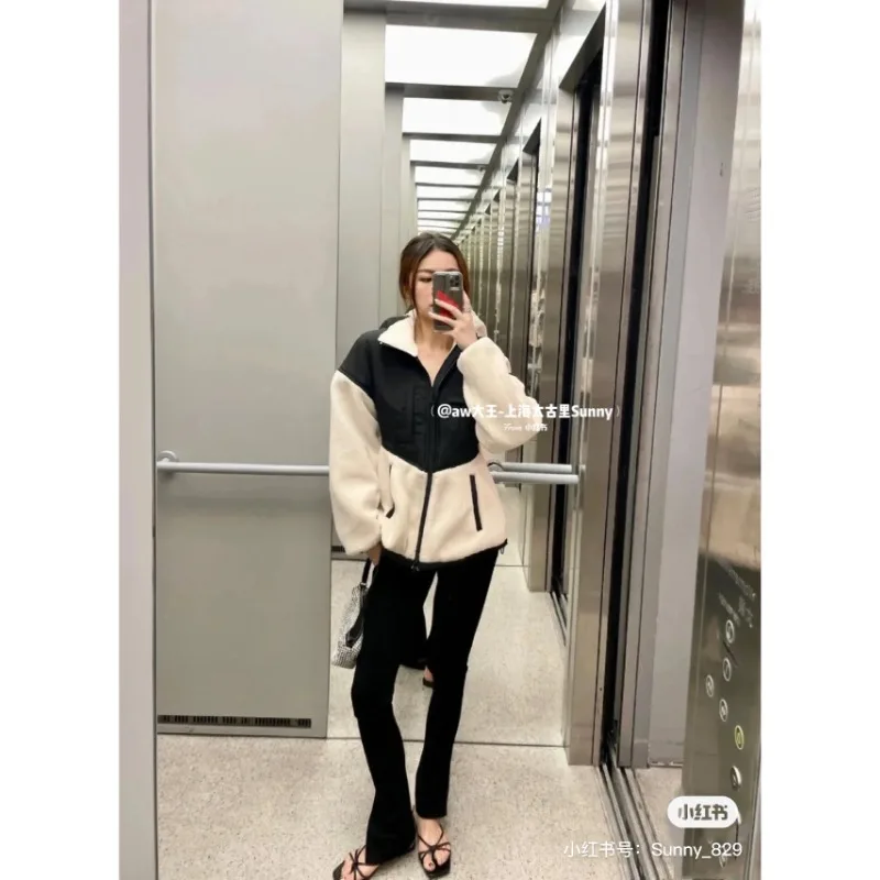 2023 Women's Polar Fleece Zipper Waist Wrap Coat Autumn and Winter New Waist Wrap Show Thin Versatile Girls' Top