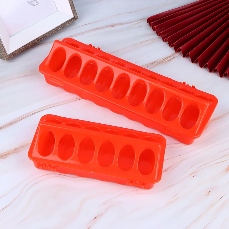 1pcs Double Row 12/18 Holes Poultry Ground Feeder Plastic Clamshell Feeding Chicken Groove Farm Breeding Supplies