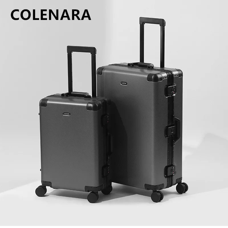 COLENARA 20Inch New Suitcase All Aluminum Magnesium Alloy Boarding Box Students Trolley Case 26