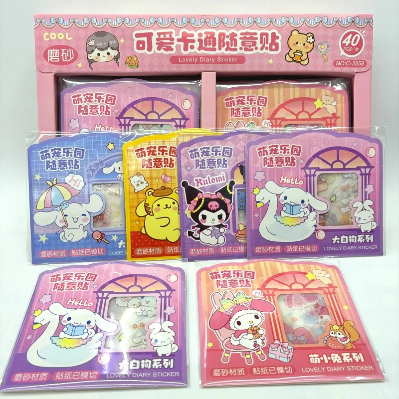 

40pack/lot Sanrio Melody Kuromi Cinnamoroll Stickers Cute Scrapbooking DIY Diary Decorative Sticker Album Stick Label