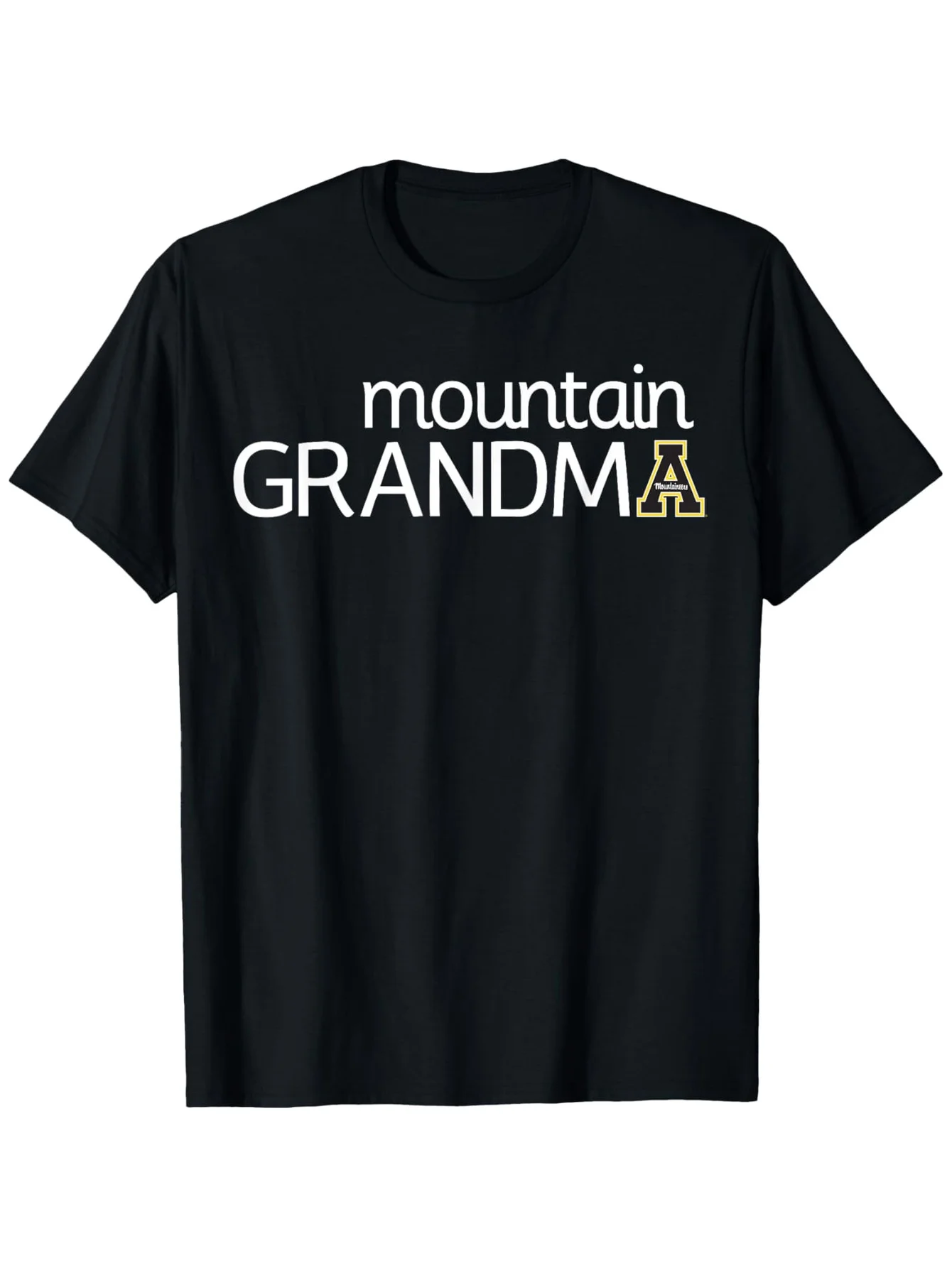 

Appalachian State Mountaineers Grandma T-Shirt - 100% Cotton, Black Yellow "GRANDMA" Print, Crew Neck