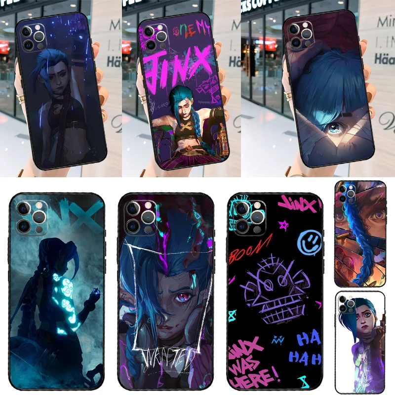 Arcane Jinx Vi Anime Phone Case For iPhone 11 12 13 14 Pro Max X XR XS Plus Silicone Bumper Back Cover