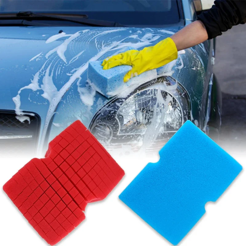 Large Cross Cut Durable Soft Foam Grid Sponge Car Wash Tools Rinseless Absorbent Easy Grip Non Scratch Auto Accessories