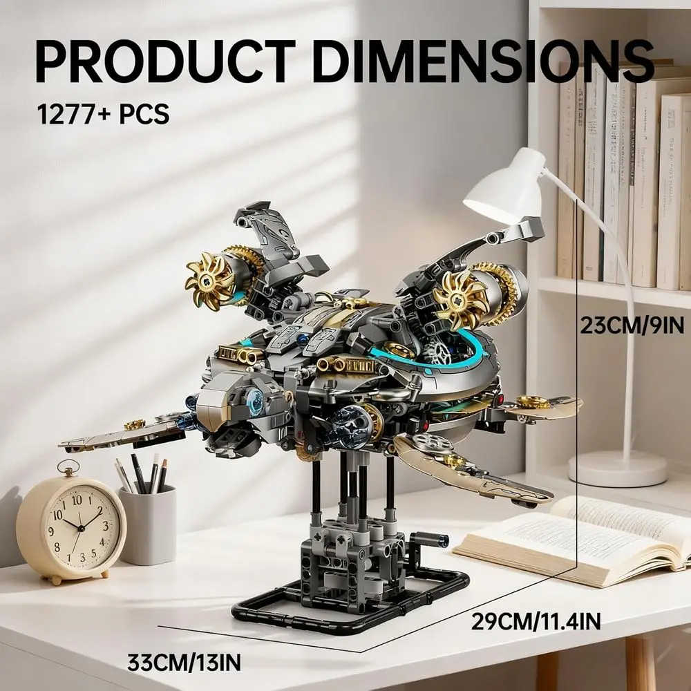 Bloques de construcción de tortuga mecánica de doble potencia con manivela y motor, kit educativo estilo Steampunk para adultos, adolescentes y aficionados