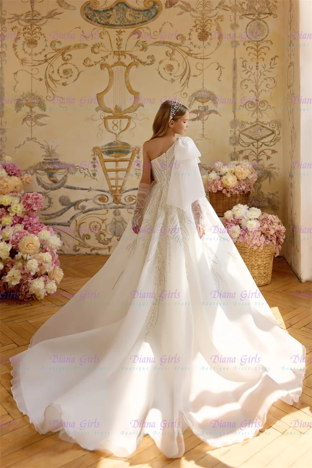 Elegant Flower Girl Dress White Tulle Fluffy Applique for Wedding Little Baby Princess Kids Birthday Party Evening Ball Gowns