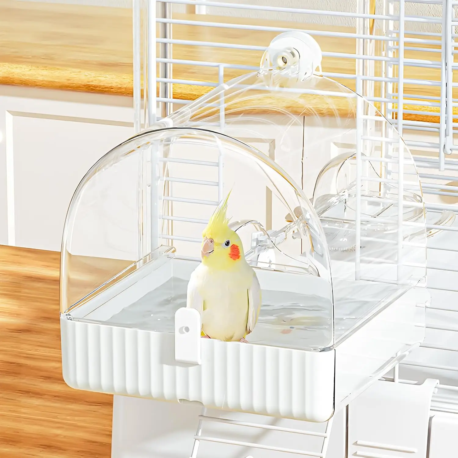 

Hanging Bird Bath for Cage, 3 in 1 Multifunction Bird Bath/Bowl/House, Bird Cage Accessories Suitable for Small to Medium Birds,
