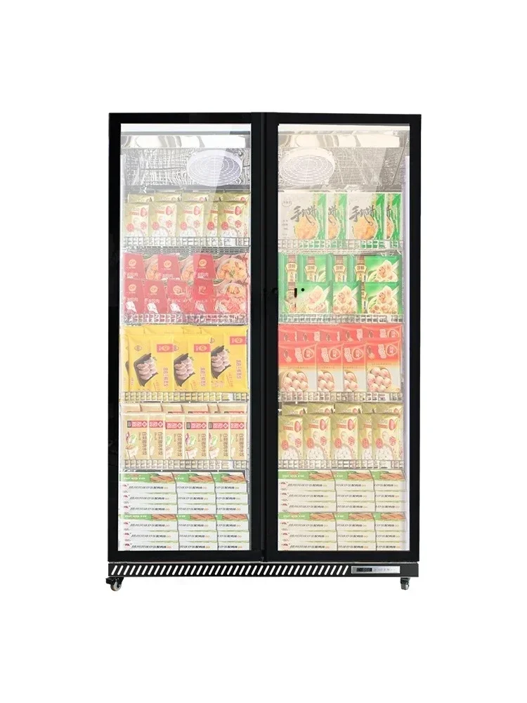 Commercial Refrigeration Display Cabinet Frozen Meat Supermarket Upright Refrigerators Single Double Three-Door Freezer