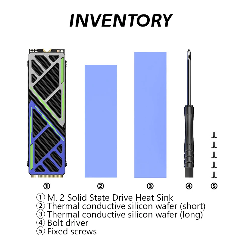 SSD Heatsink Magnesium Aluminum Alloy NVME NGFF Radiator PC Efficient Cooler W/ Thermal Silicone Pad For PC/PS5