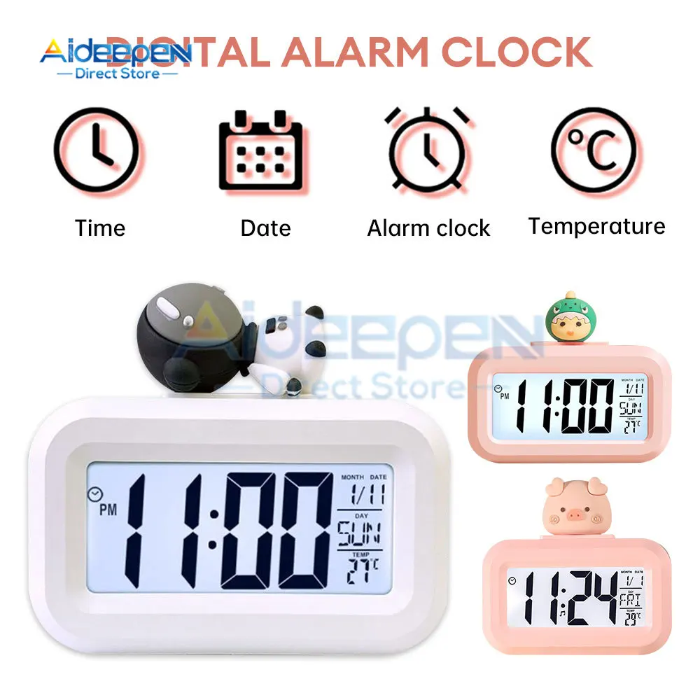 Jam Alarm pintar Mini, Timer Mini, jam Alarm kecil elektronik samping tempat tidur senyap
