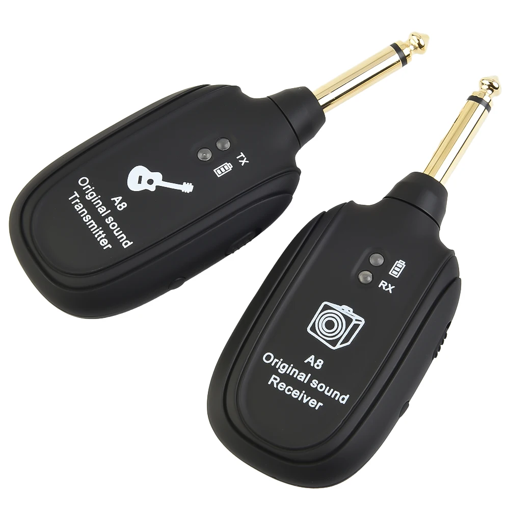 

1 Set UHF Guitar Wireless Built-in Rechargeable Transmitter & Receiver Rechargeable/30M Range Portable Wireless Guitar Adapter