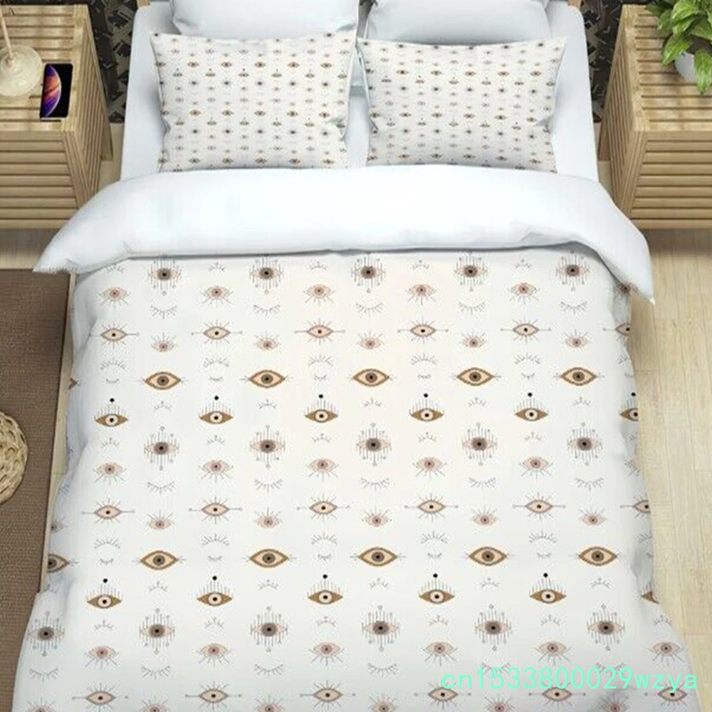Magic Evil Eye Pattern 3pcs Bedding Set For Bedroom Double Bed Home Textile Duvet Cover Quilt Cover Pillowcase