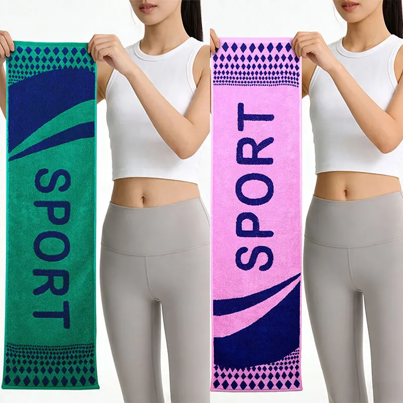 [2-Pack] 100% Cotton Sports Towel, Couple's Set [43.3*9.4in] Portable, Extra-Long, Ultra-Soft, Absorbent Sports Towel, Suitable for Beach, Running, Badminton, Swimming Pool, Gym, Fitness, Yoga, Pilates, Cycling, Bathro