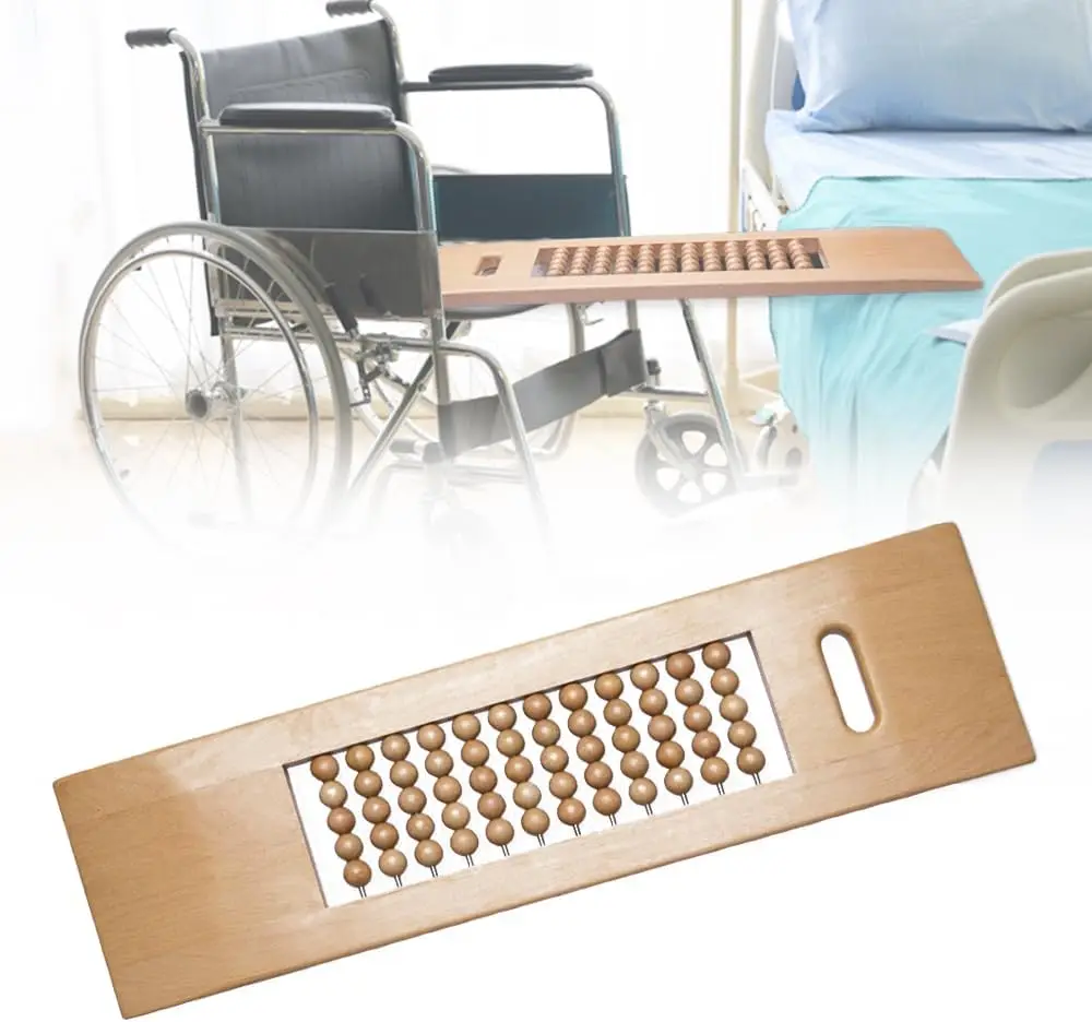 Wooden Sliding Transfer Board Provides Assistance For The Elderly And Disabled In Moving With Rollers From Wheelchairs To Beds