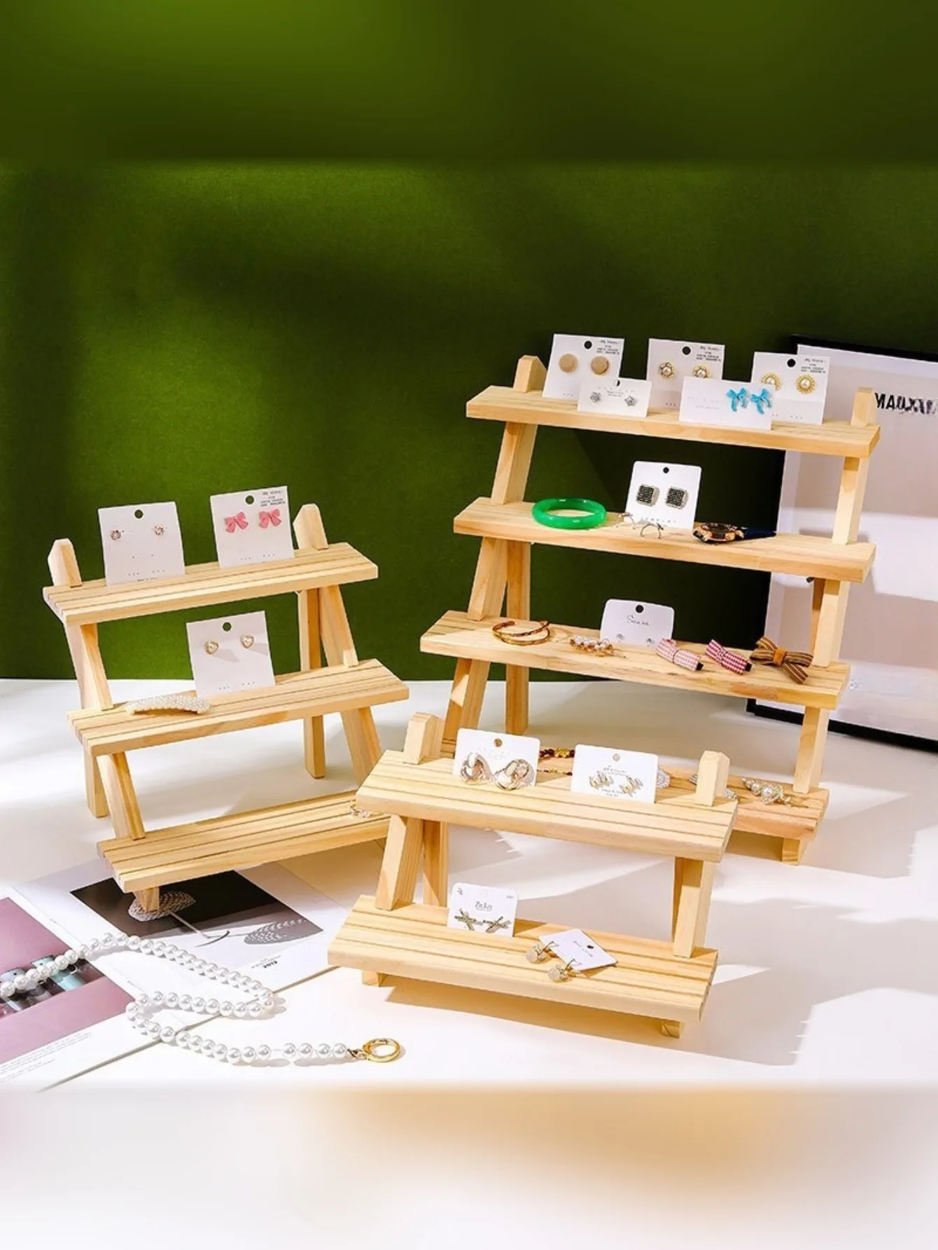 Display Stand Solid Wood Earrings Display Rack Jewelry Rack Figure Doll Stall Cardboard Jewelry Rack