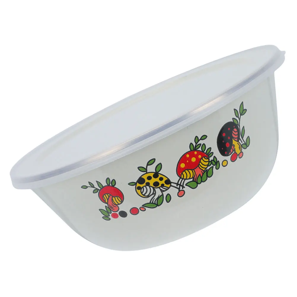 Cuenco para mezclar esmaltado Vintage con tapa, lavabo clásico para ensalada, sopa, fruta, almacenamiento de alimentos, preparación, plato para servir para vajilla de cocina