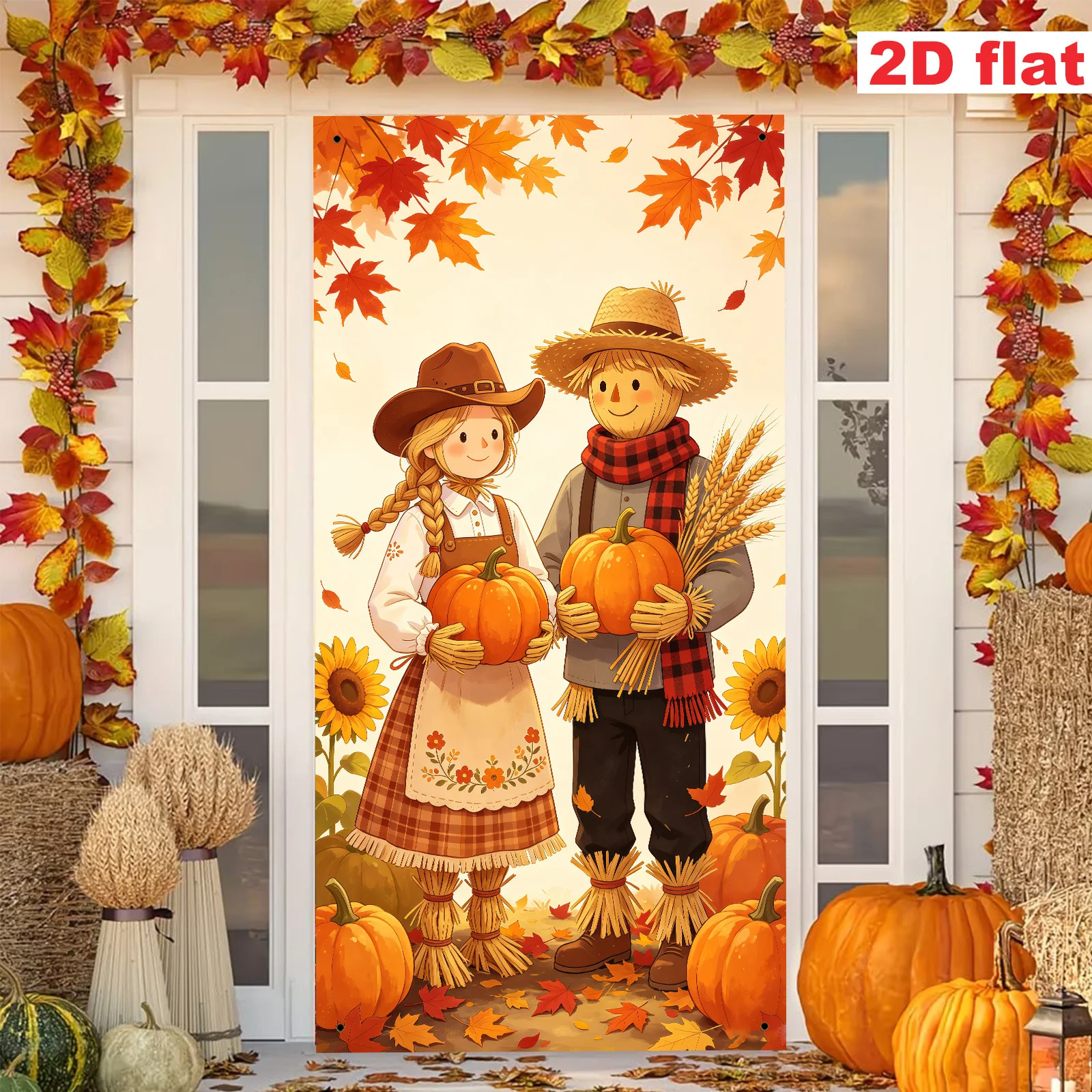 Home Improvement Years - 2D Thanksgiving/Herfst Oogstseizoen Decoratief deurgordijn Herfst