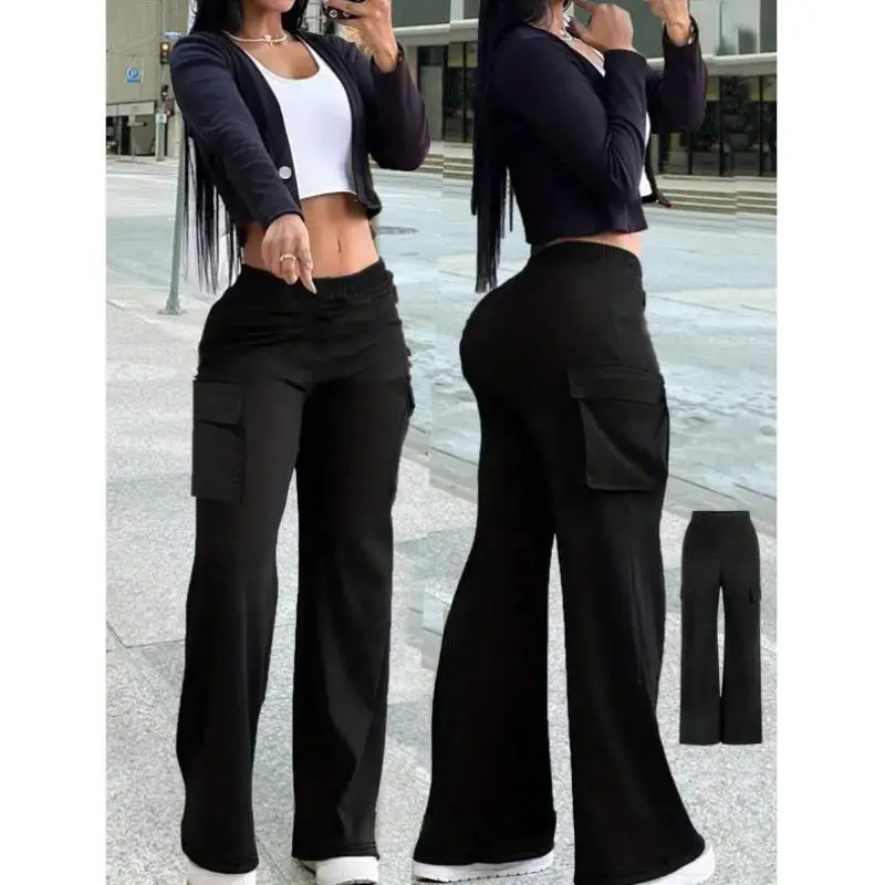 

Elastic Waist Work Trousers with ket Flip Cover Cross-Border New Sle Men's Ciwalk Vintage Nine-Piece Pants