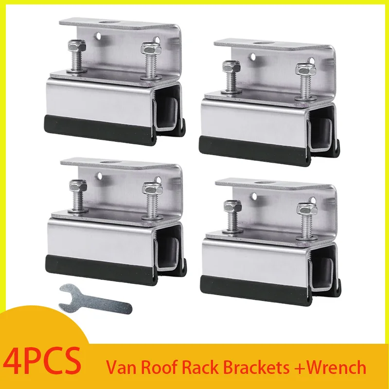 

4pc Van Roof Rack Bracket With Wrench Stainless Steel Photovoltaic Bracket Roof Box Fixed Bracket For Improve Storage Capability