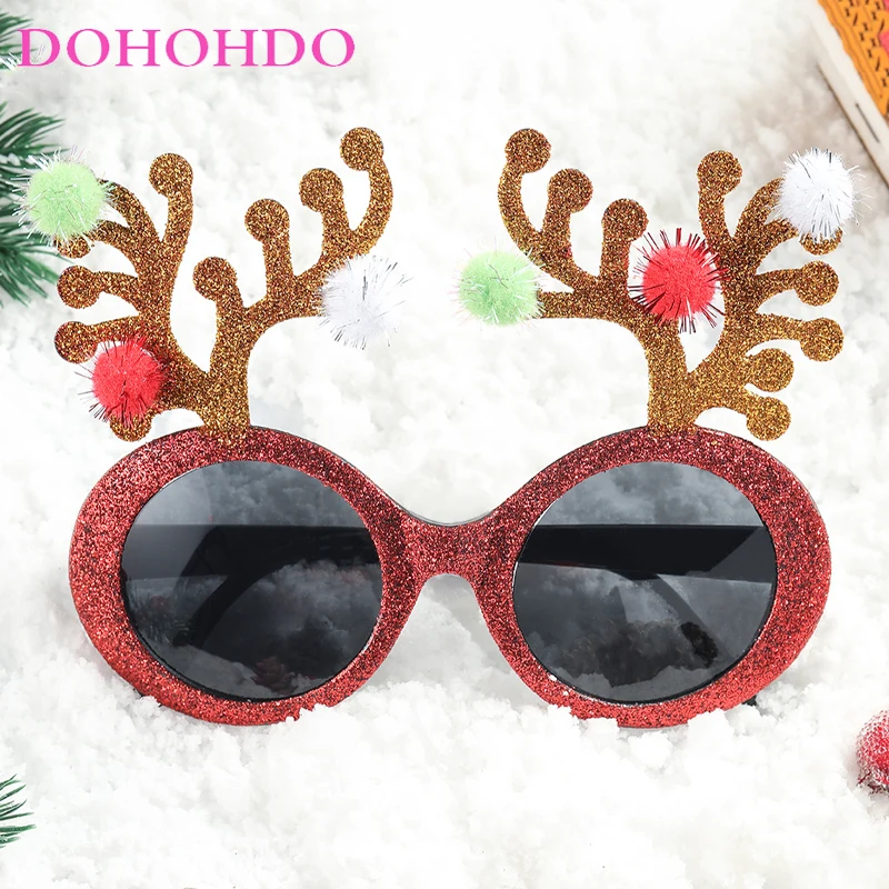 DOHOHDO Personality Oval Sunglasses Men Santa Claus Xmas Tree 2024 Women's Fashion Christmas Sun Glasses For Party New Year Gift