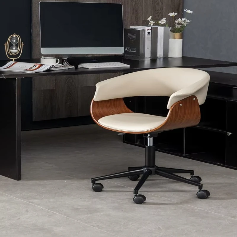 Light luxury solid wood computer learning swivel chair with lifting function