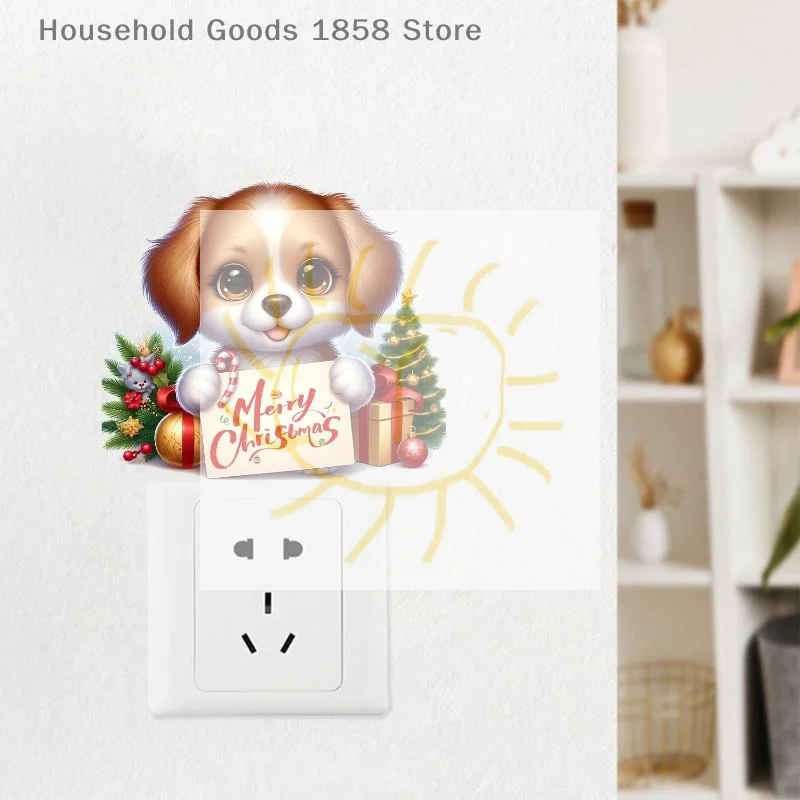 Санта-Клаус-олень-дух-наклейка-на-стену-Рождественский-переключатель-наклейка-фестиваль-спальня-гостиная-домашний-декор-самоклеящаяся-новогодняя-наклейка