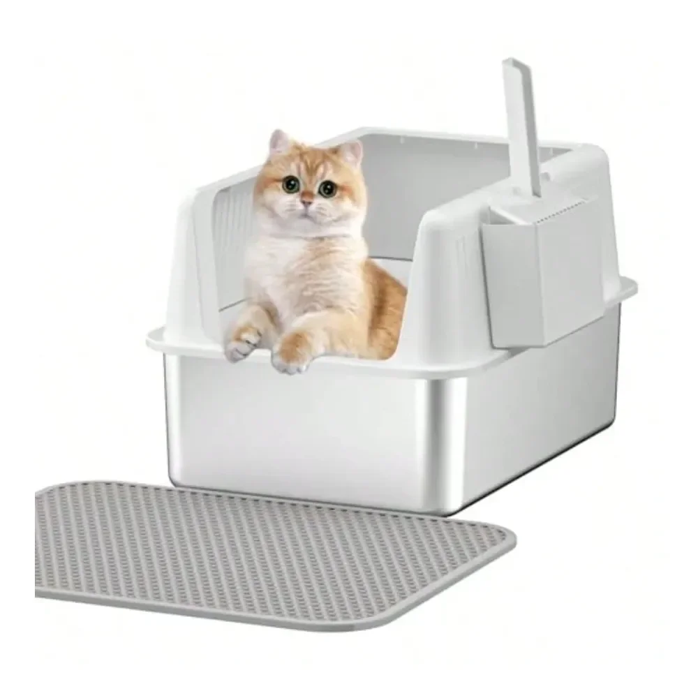 

Cat Litter Box Litter Box Cat AccessoriesSteel Cat Litter Box With LidXL 19.7 L X 13.8 W X 11.8 H Deep Large Metal Litter Box Wi