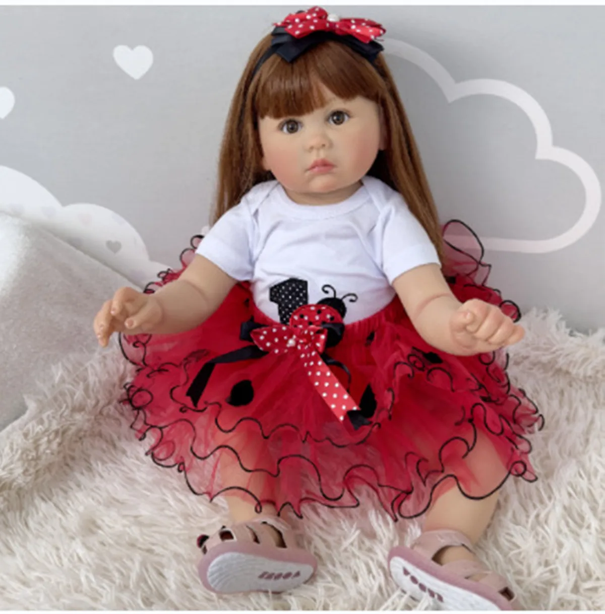 70cm 실리콘 리본 인형 실물 같은 소녀 수제 완성 페인팅 리본 유아 아기 긴 머리 인형 장난감 어린이용 무네카스 장난감