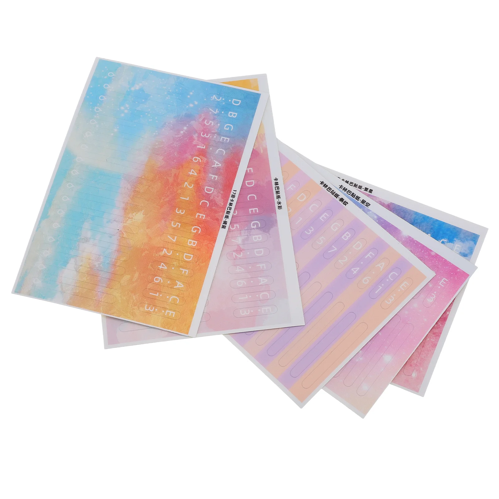 

5Pcs Kalimba Thumb Piano Note Stickers Colorful 17 Tone Finger Instrument Training Stickers Beginner Learners Note Decoration