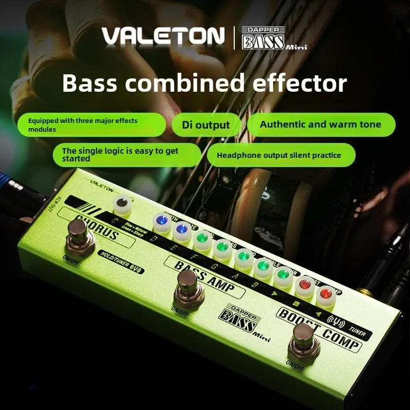 Valeton MES-2 Dapper Bass Mini Stage Session Gigging practice Analog Amp Boost Comp Chorus  Bass Multi-Effects Pedal