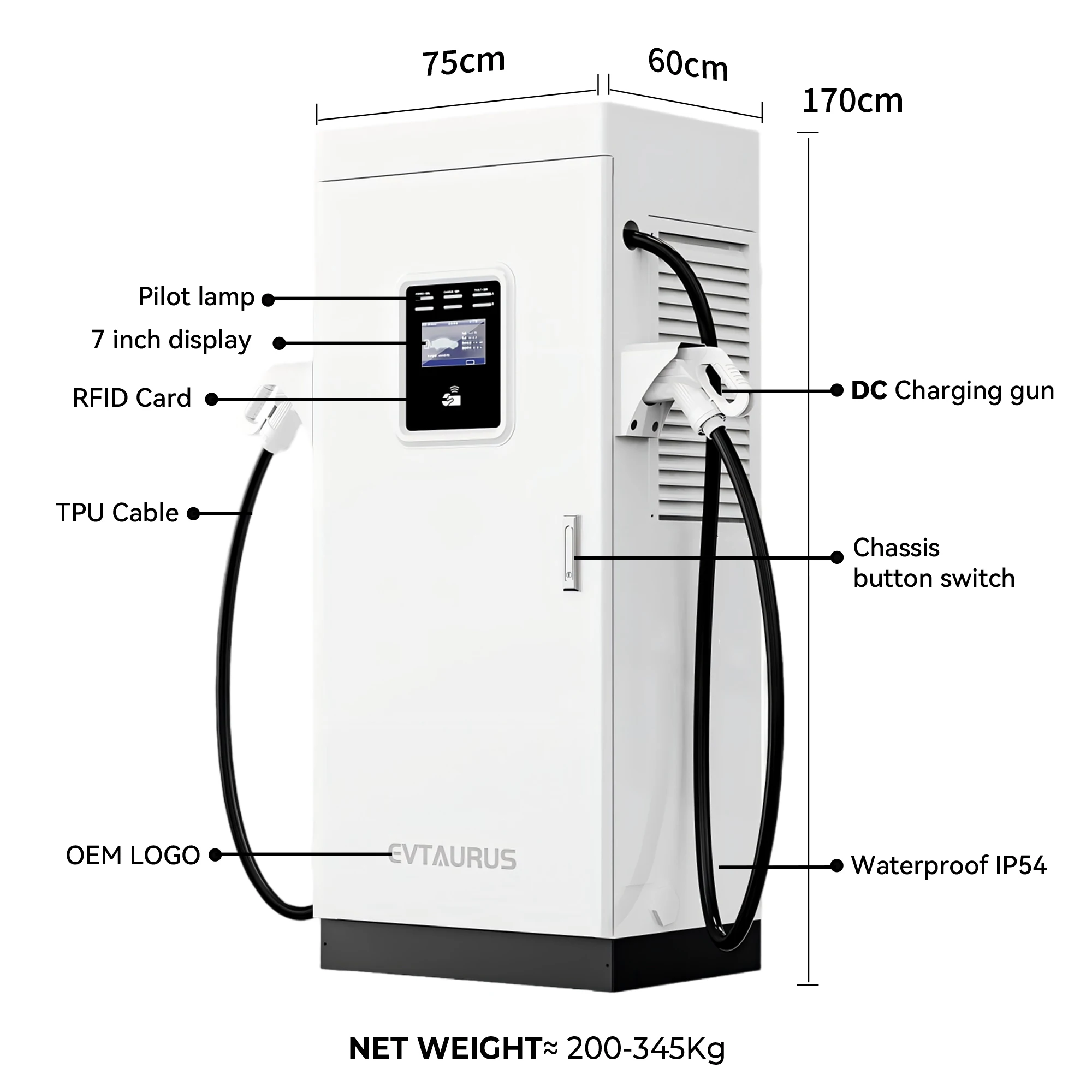 120/160/240KW T Chademo IP54 DC Fast Floor-mounted  EV Charging Station for Home & Commercial Use