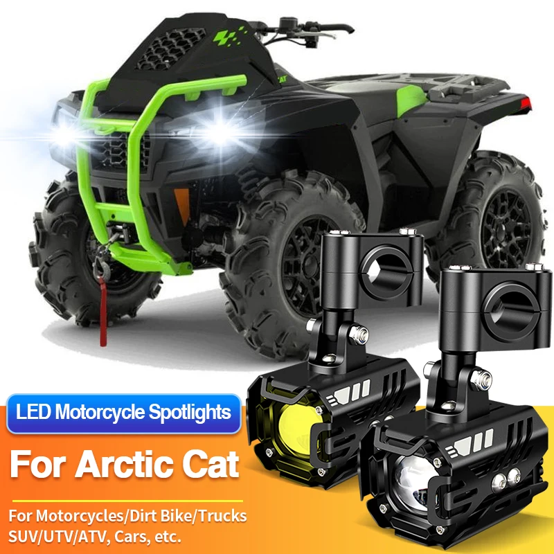 

1/2PCS Universal Motorcycles Headlight LED Fog Light Dual Color 12V Spotlights for Arctic Cat Blast M 4000/M8000/Norseman X 8000