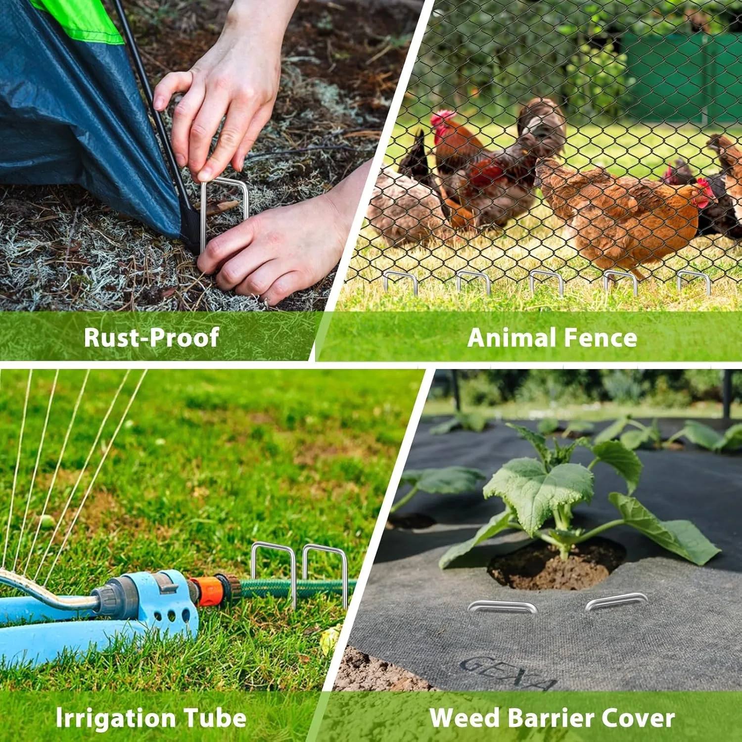 20/50/100 Pieces Heavy Duty Galvanized Steel U-Shaped Garden Staples - Rust-Proof Landscape Staples for Camping Tents, Weed Cont
