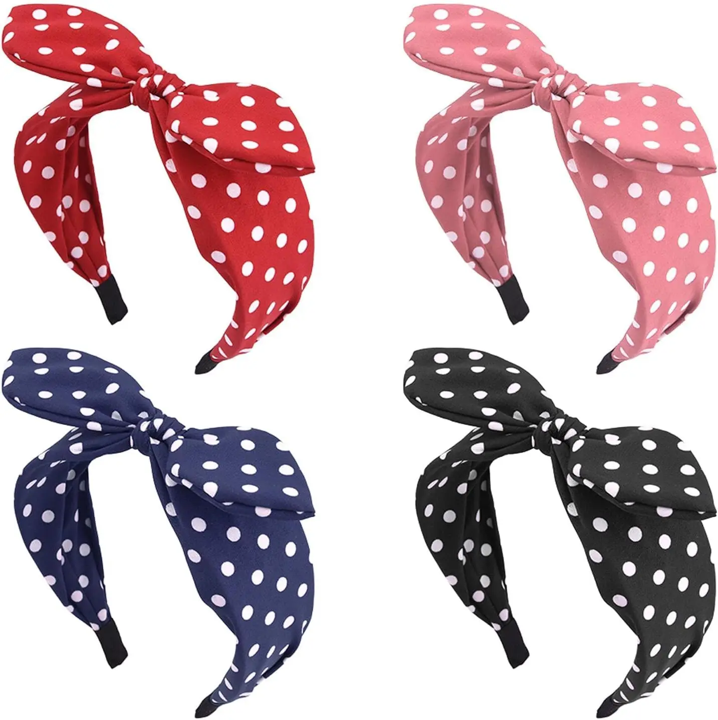 Polka Dot Headband 1pc Bow Knot Fabric Headbands Knotted Hair Bands Twisted Headwrap Hair Hoop Bunny Ear Wide Hair Hoops Vintage